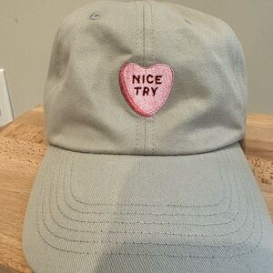Steel City Unisex Heart Embroidered Cap - Taupe and Pink